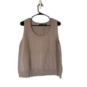 Jeanne Pierre Tan Cotton Sleeveless Scoop Neck Knit Sweater Blouse Women Sz XL